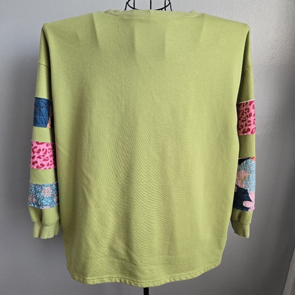 Colorful Spring Patchwork Sleeve Sweatshirt - Picture 4 of 5